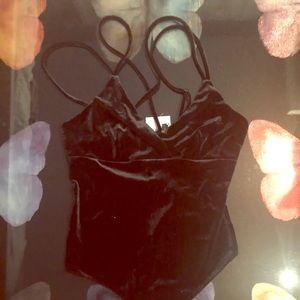 forever 21 black velvet body suit